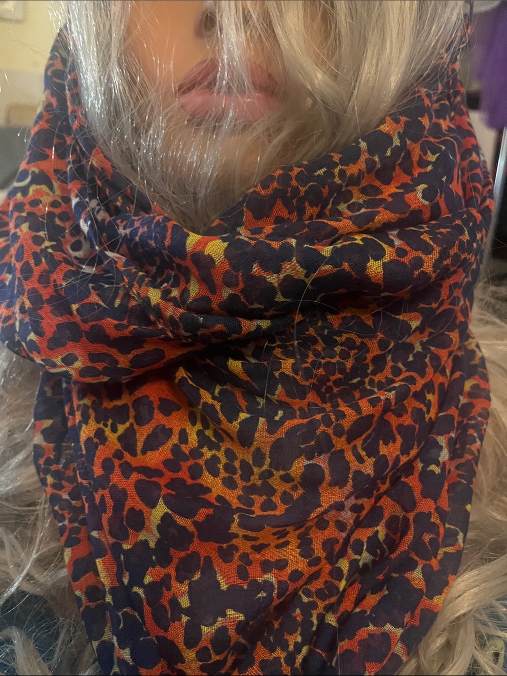 Fashion Leopard Print Infinity Scarf - Orange & Black Charming Charlie S34